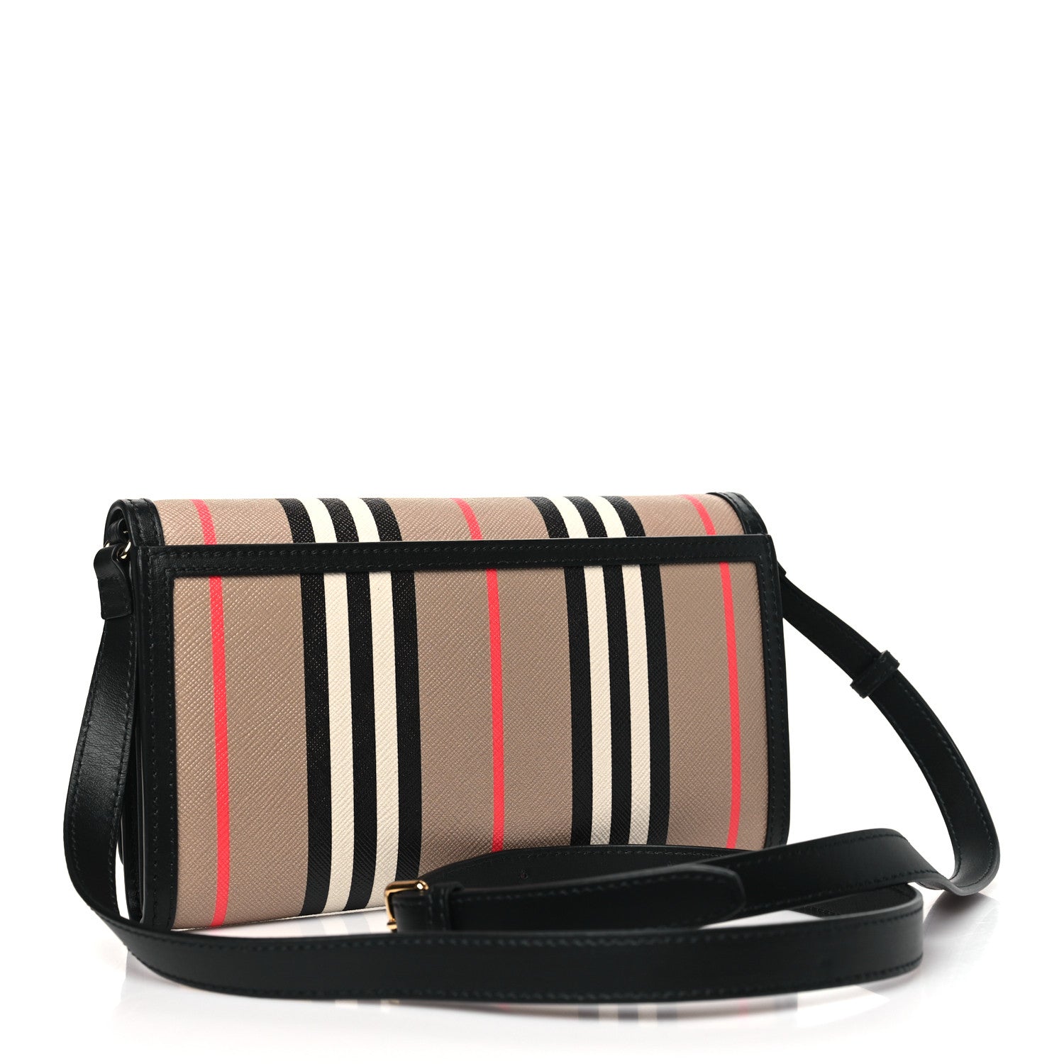 Burberry E-Canvas Icon Stripe Hannah Wallet With Detachable Strap Archive Beige Black 4 of 10