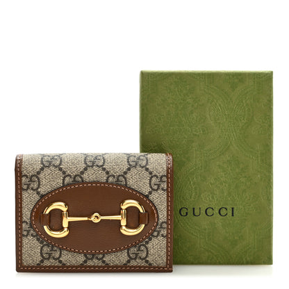 Gucci GG Supreme Monogram Horsebit 1955 Card Case Wallet Beige Ebony Brown Sugar 8 of 8