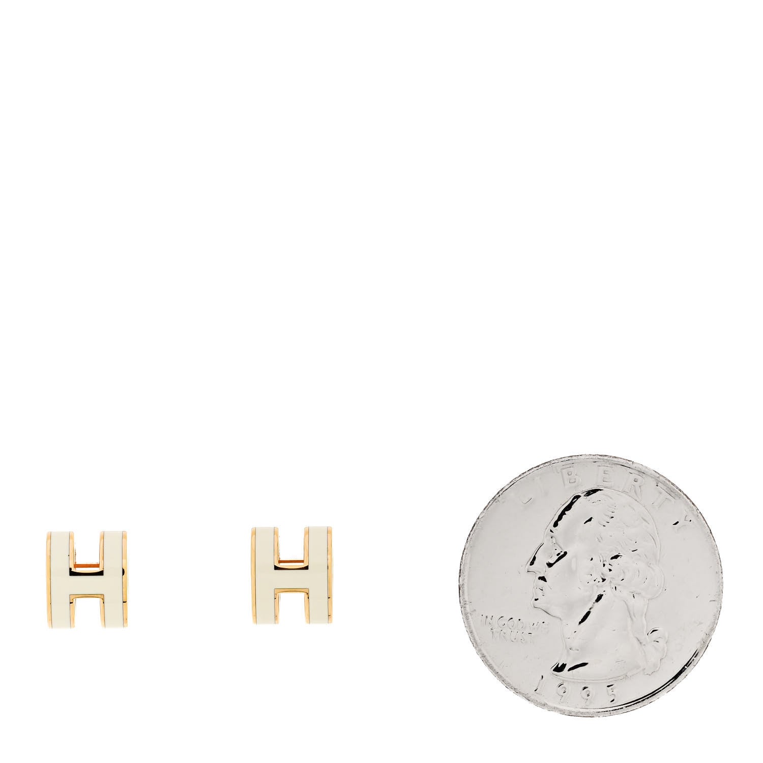 Hermes Gold Lacquered Mini Pop H Earrings White 2 of 5