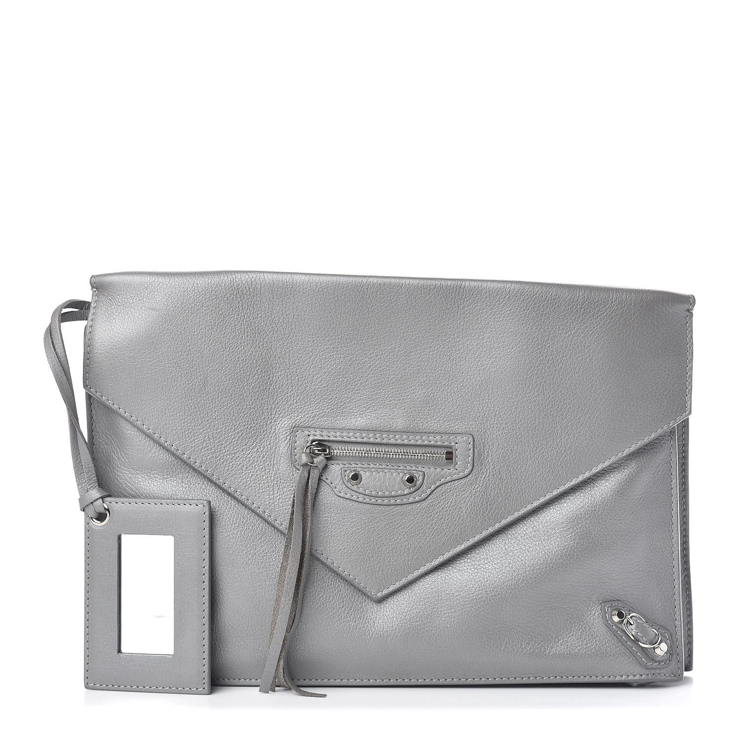 Veau Papier Sight Clutch Gris Metal