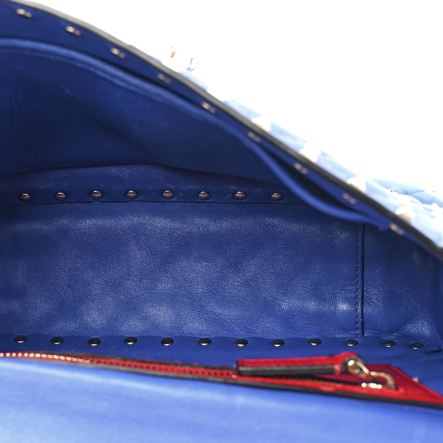 Nappa Medium Rockstud Spike Shoulder Bag Acid Blue