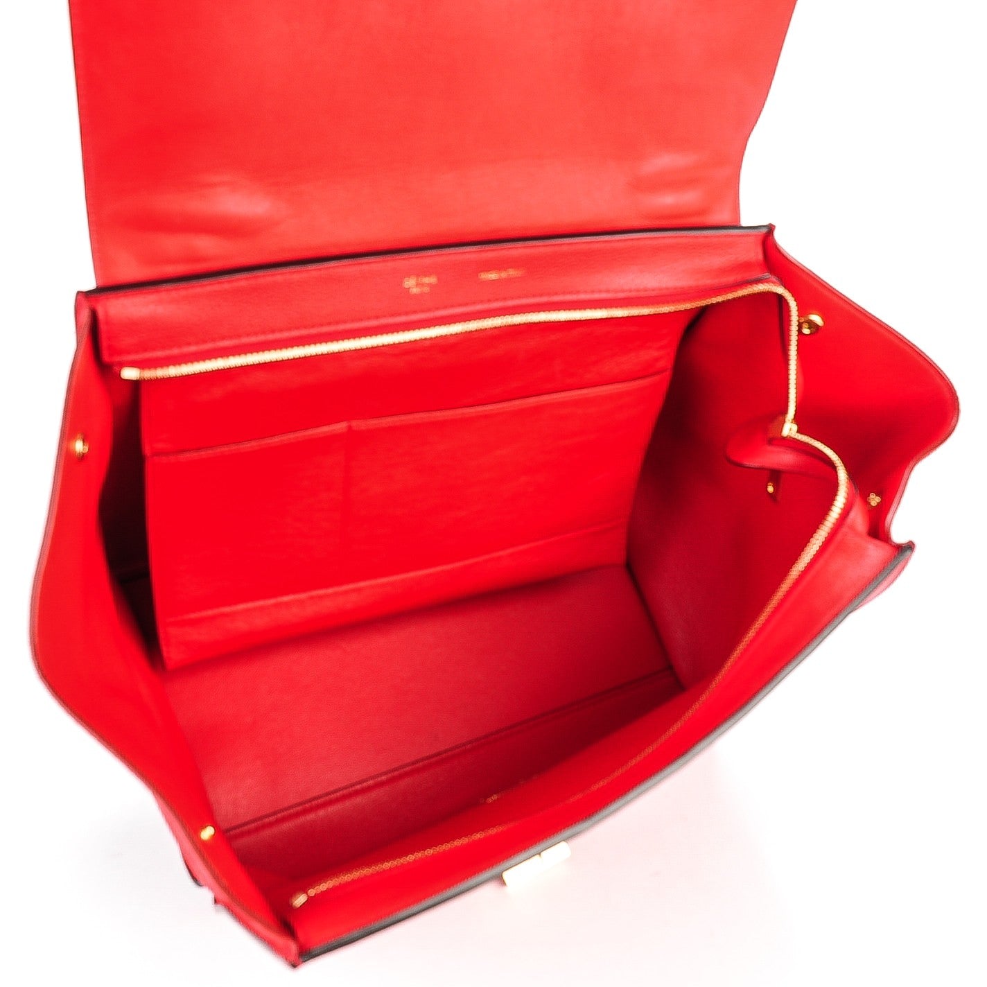 Celine Drummed Calfskin Suede Medium Trapeze Coquelicot 5 of 8