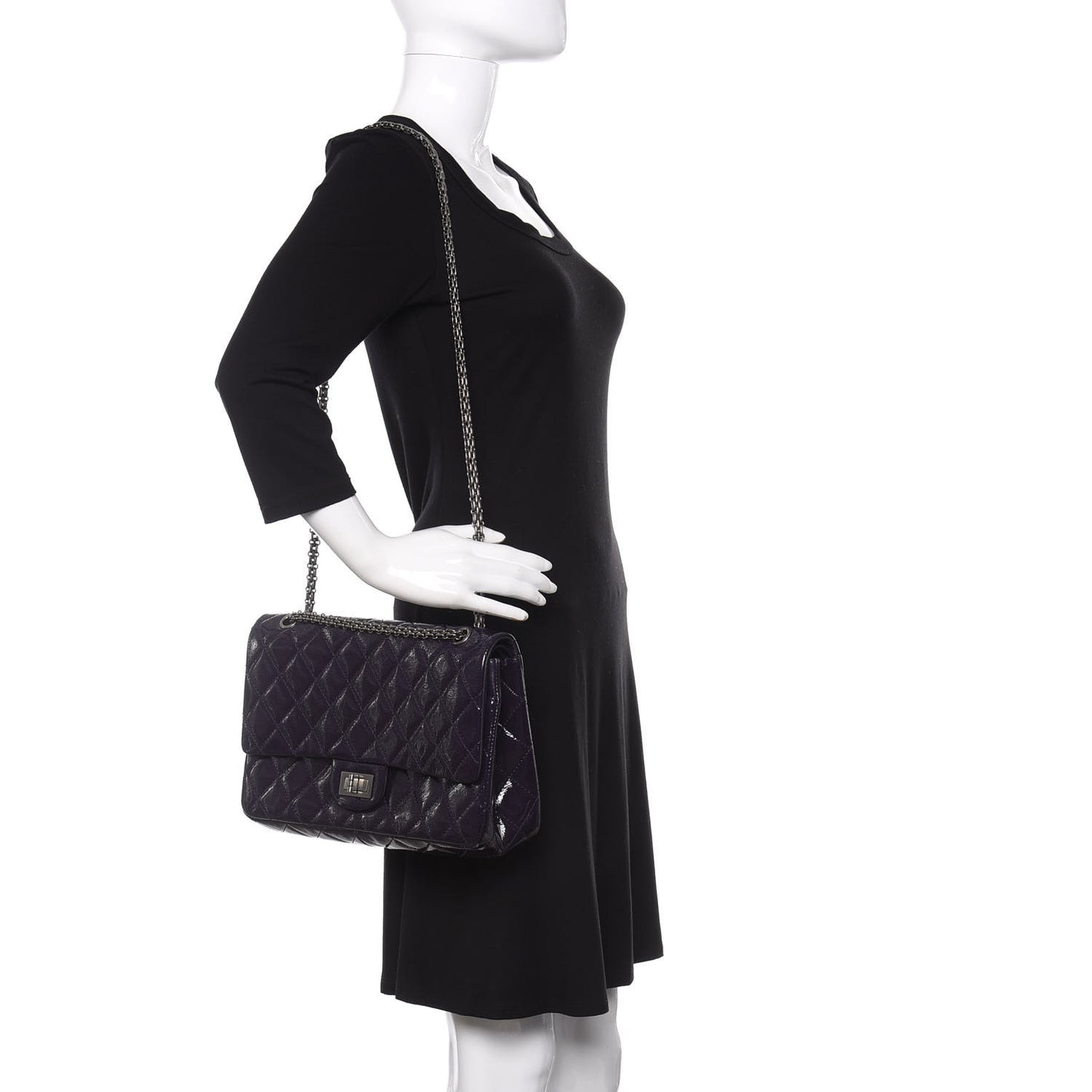 Distressed Patent Quilted 2.55 Reissue 227 Flap Purple