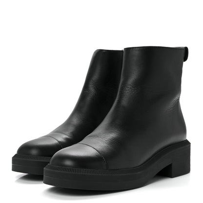 Chanel Calfskin Logo Boots 37.5 Black 3 of 9