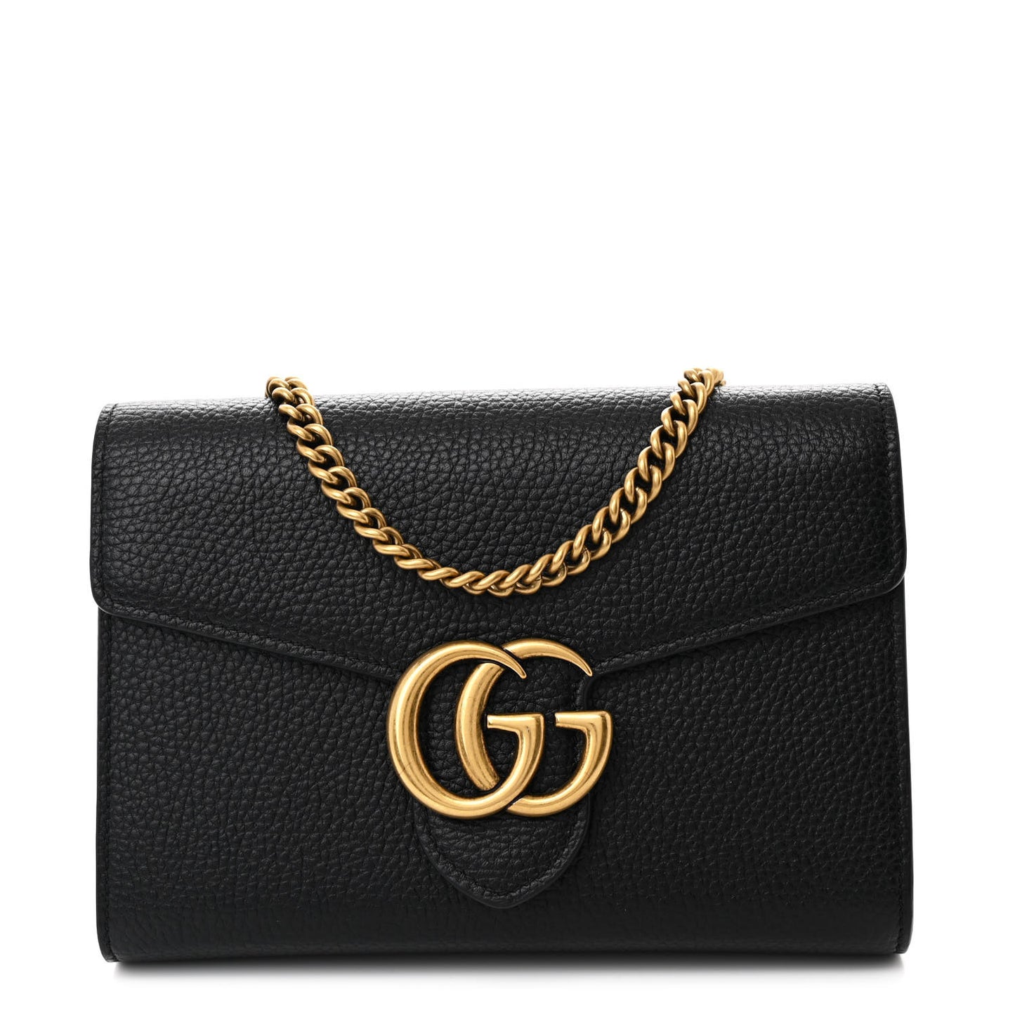 Calfskin GG Marmont Chain Wallet Black