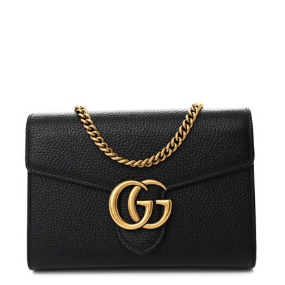 Gucci Calfskin GG Marmont Chain Wallet Black 1 of 13