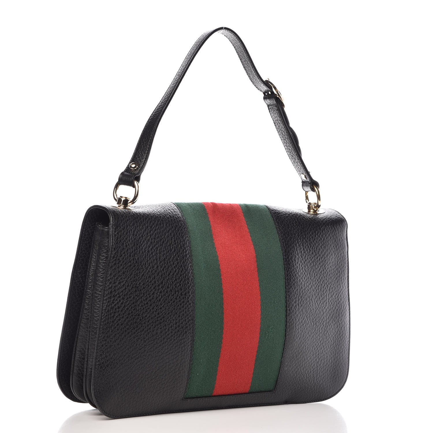 Gucci Pebbled Calfskin Web Blondie Hobo Black 3 of 13