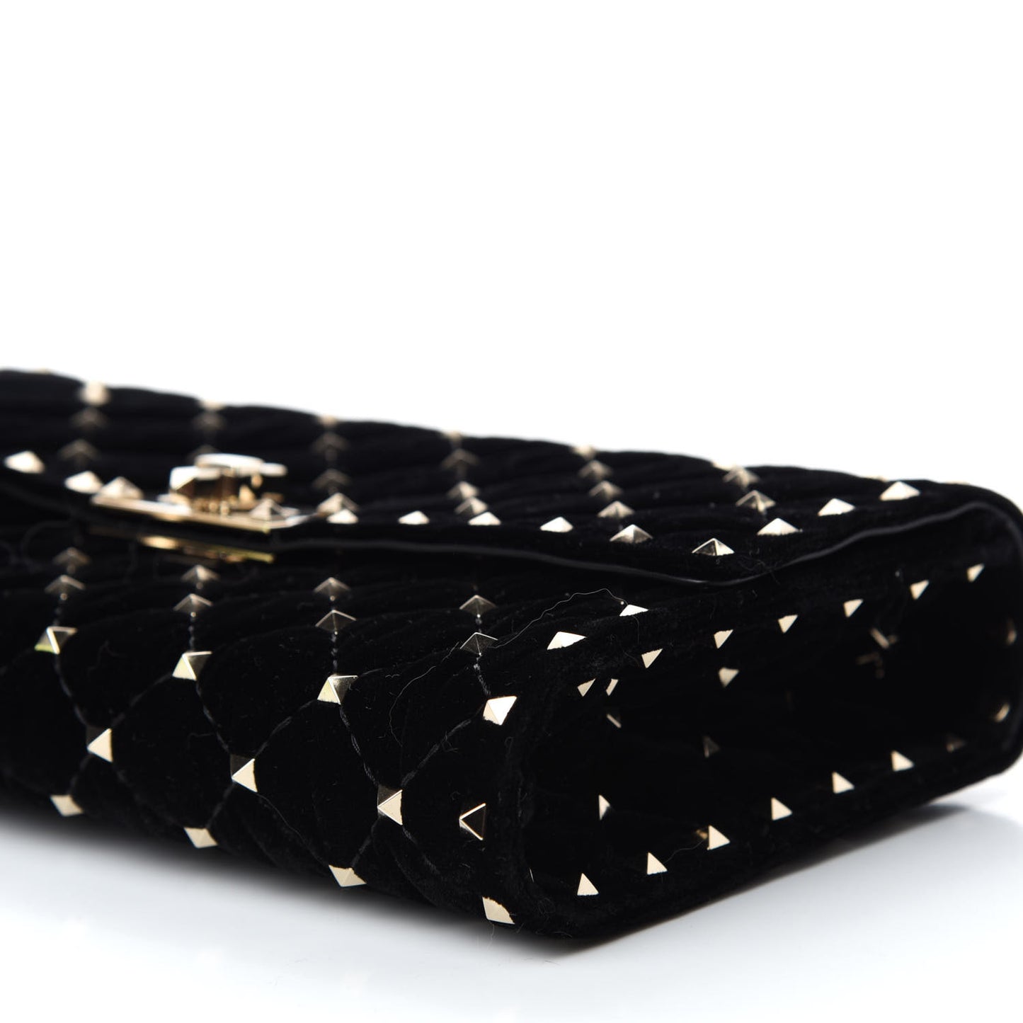 Velvet Rockstud Spike Wallet on Chain Black