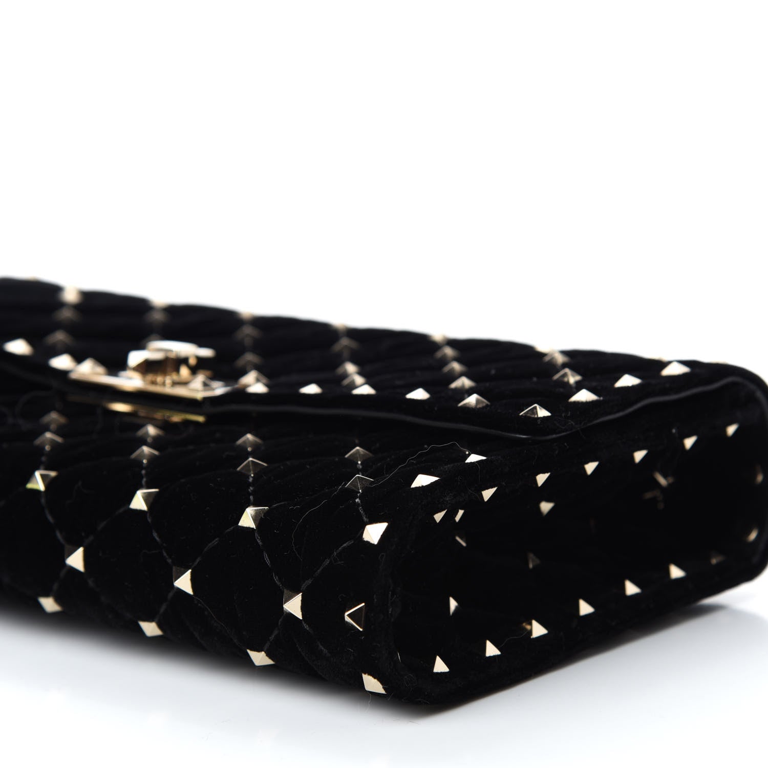 Valentino Garavani Velvet Rockstud Spike Wallet on Chain Black 7 of 10
