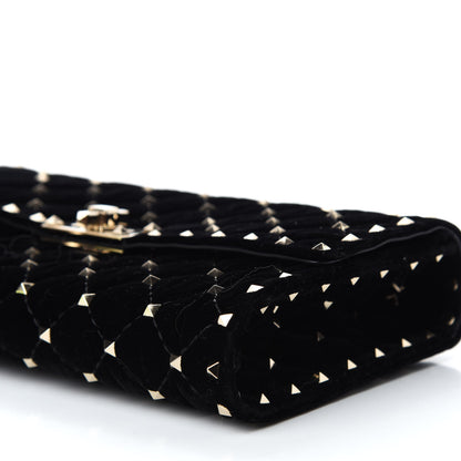 Valentino Garavani Velvet Rockstud Spike Wallet on Chain Black 7 of 10