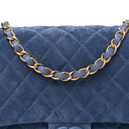 Chanel Suede Quilted Medium Flap Blue 7 of 10