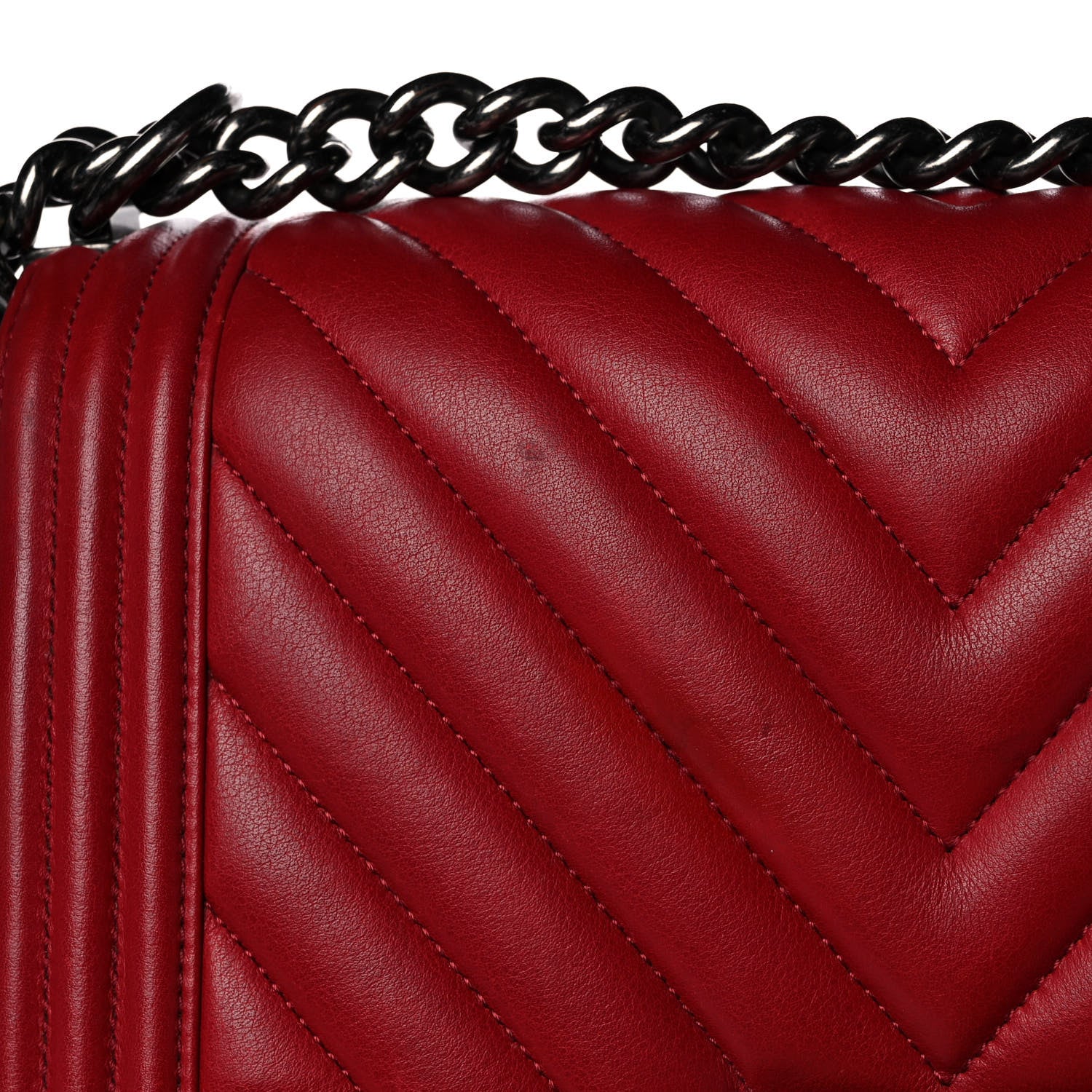 Chanel Calfskin Chevron Quilted Medium Boy Flap Dark Red 11 of 17