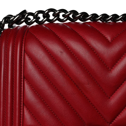 Chanel Calfskin Chevron Quilted Medium Boy Flap Dark Red 11 of 17