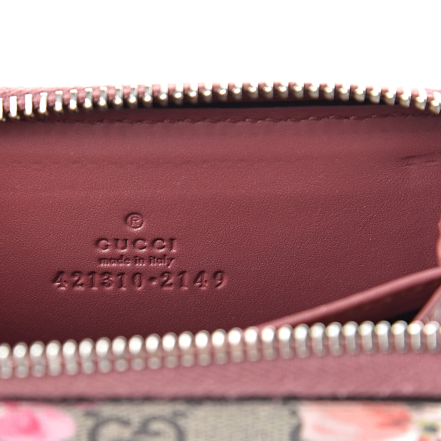 Gucci GG Supreme Monogram Blooms Zip Around Card Case Wallet Beige Multicolor Dry Rose 6 of 10