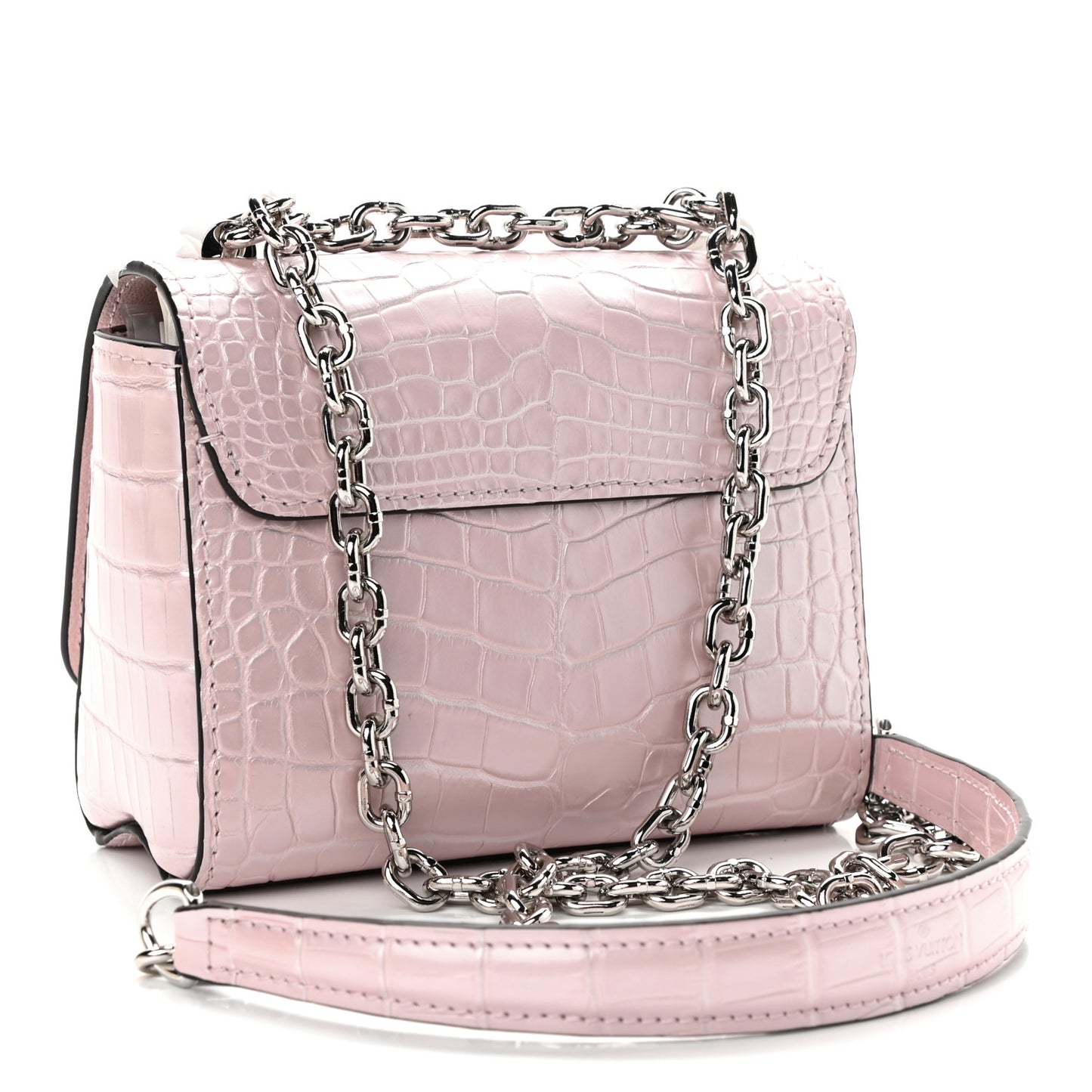 Alligator Mini Twist Shoulder Bag Rose Nacre Pink