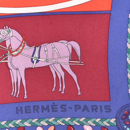 Hermes Silk Wash Coupe De Gala Scarf Rouge Bordeaux Indigo 2 of 3