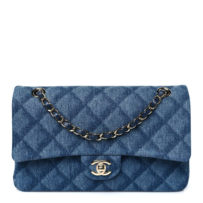 Chanel Printed Denim Quilted Medium Double Flap Dark Blue 1 of 10