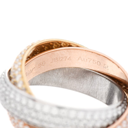 Cartier 18K White Yellow Pink Gold Diamond LM Trinity Paved Ring 59 8.75 5 of 6