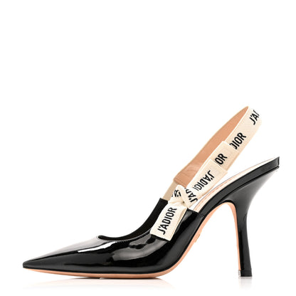 Christian Dior Patent Ribbon J'Adior Slingback 100mm Pumps 39 Black 1 of 13