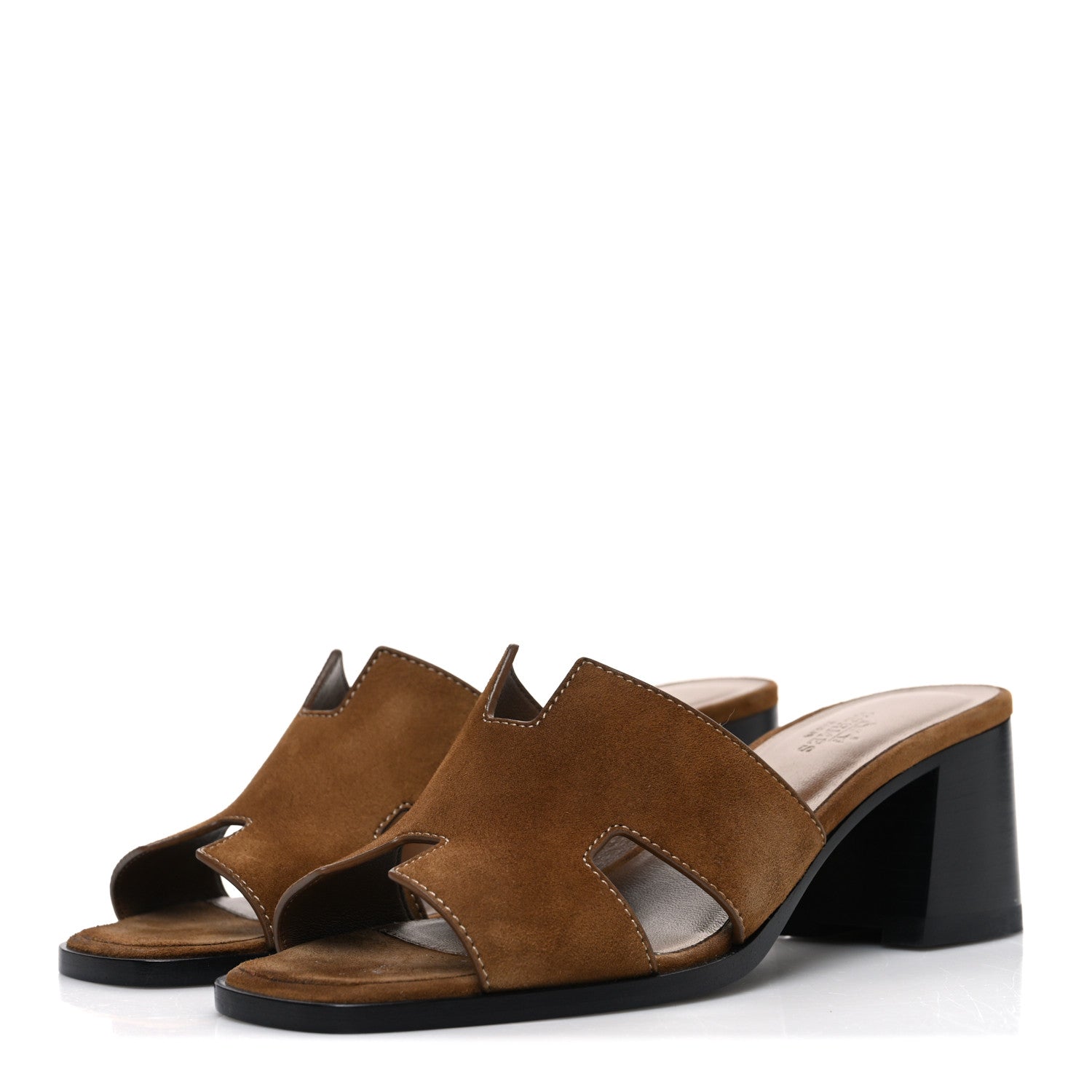 Hermes Velvet Goatskin Helia 60 Sandals 37.5 Brun Fume 4 of 11