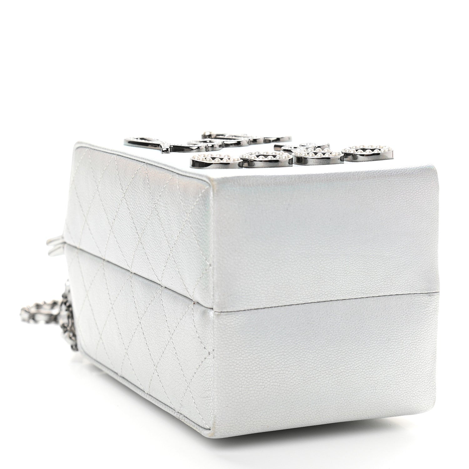 Chanel Metallic Goatskin Lait de Coco Milk Carton Bag Silver 4 of 9