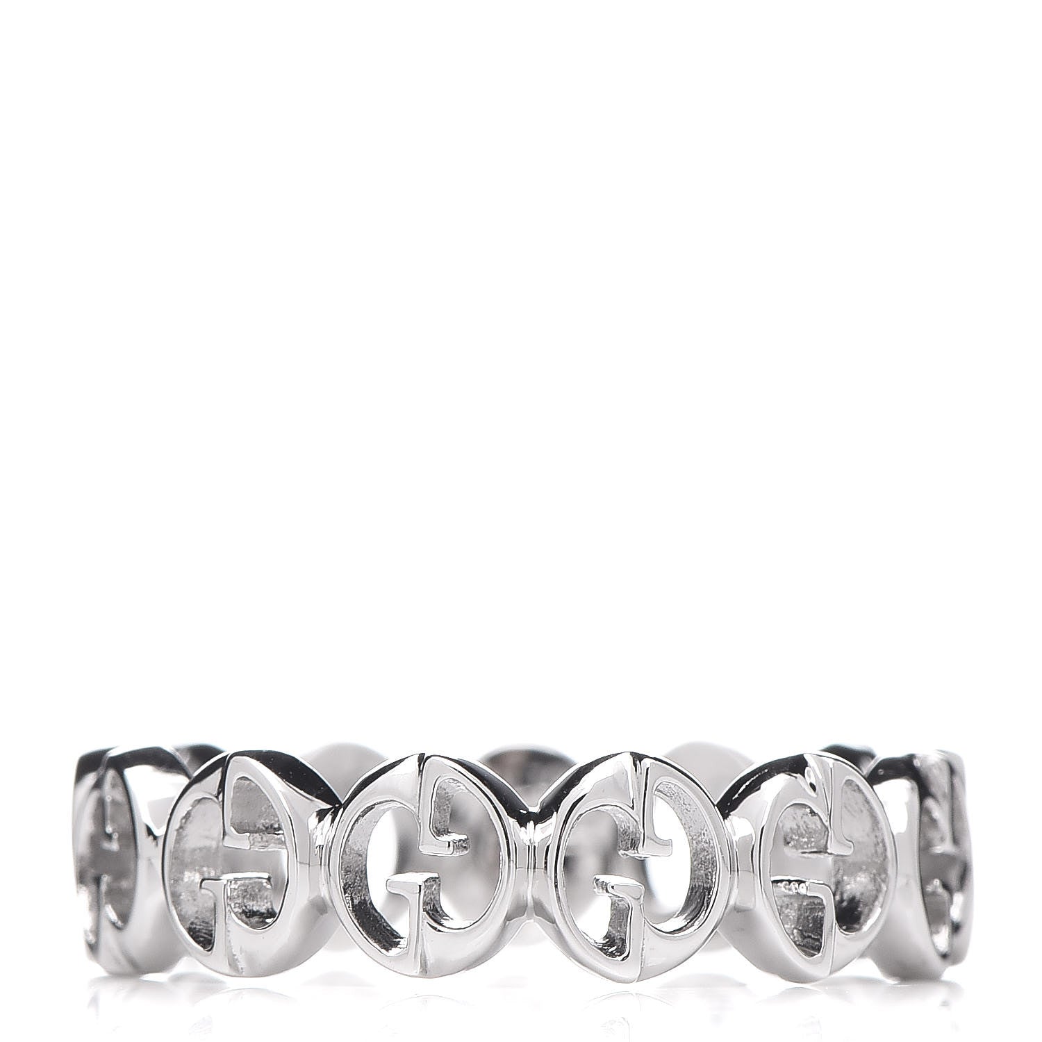 Gucci 18K White Gold 5mm 1973 Band Ring 51 5.75 1 of 5