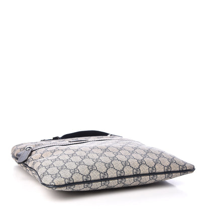 Gucci GG Supreme Monogram Small Flat Side Zip Messenger Bag Beige Blue 4 of 11