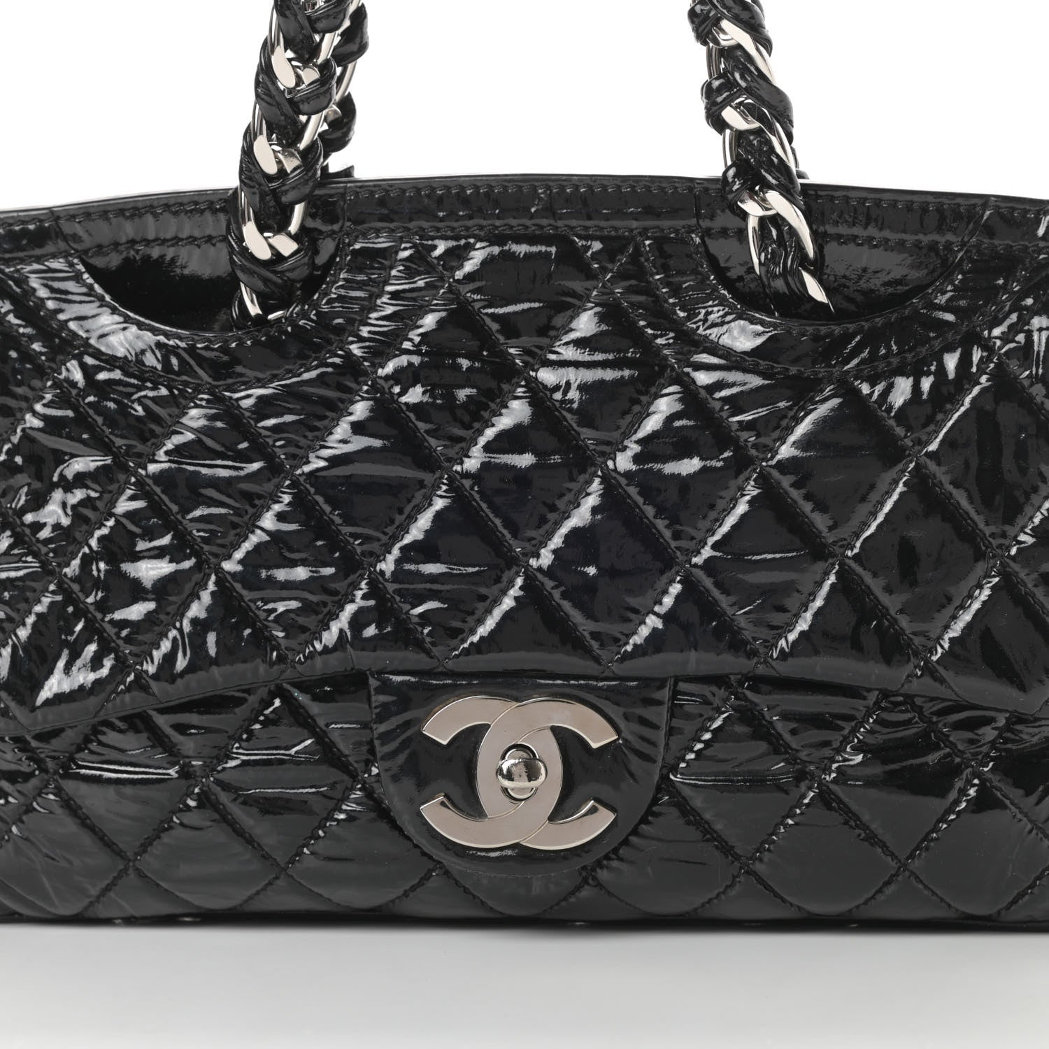 Chanel Patent Quilted Day Glo Flap Bag Black 9 of 12