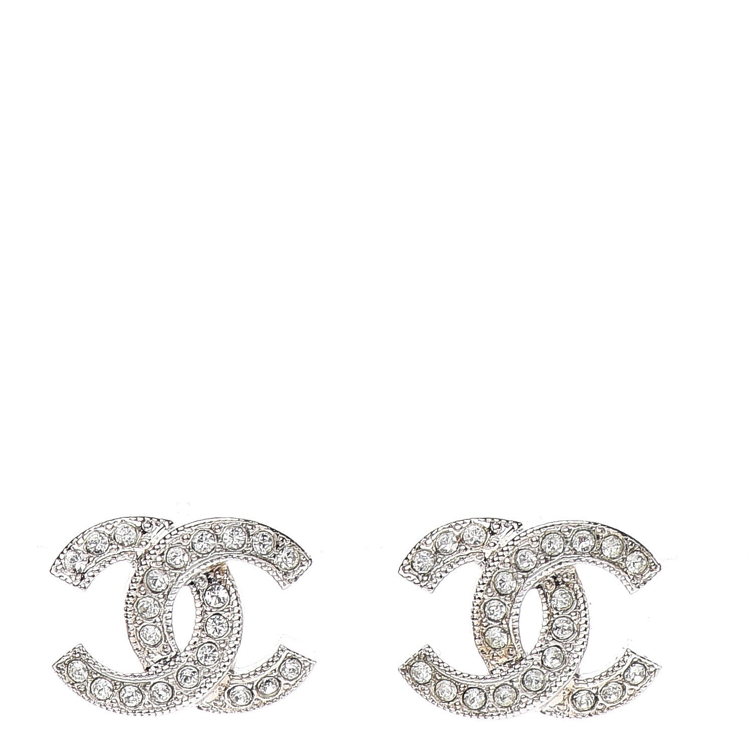 Chanel Crystal Timeless CC Earrings Silver 1 of 4