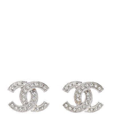 Chanel Crystal Timeless CC Earrings Silver 1 of 4