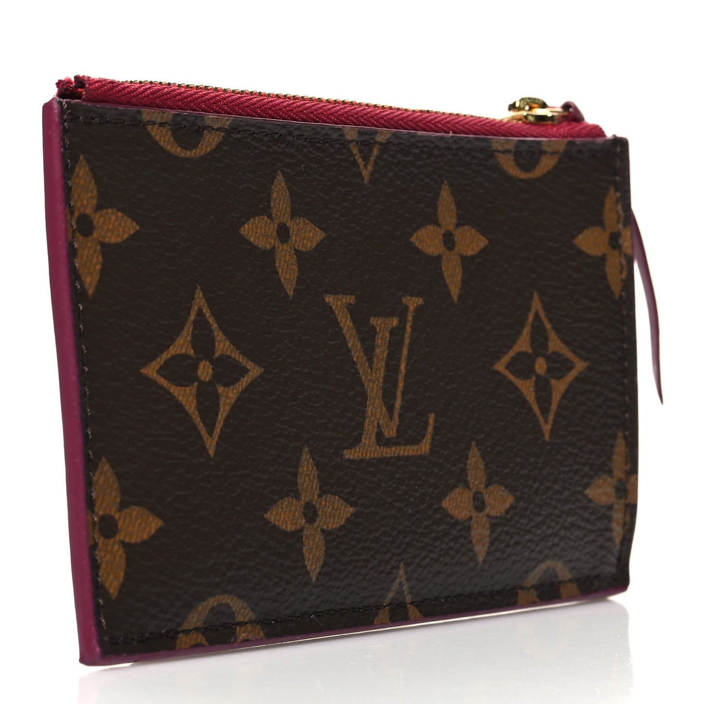 Monogram Zipped Card Holder Fuchsia