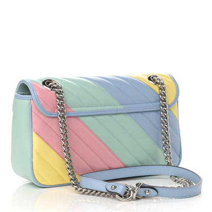 Gucci Calfskin Matelasse Diagonal Small GG Marmont Shoulder Bag Multicolor Pastel 3 of 11