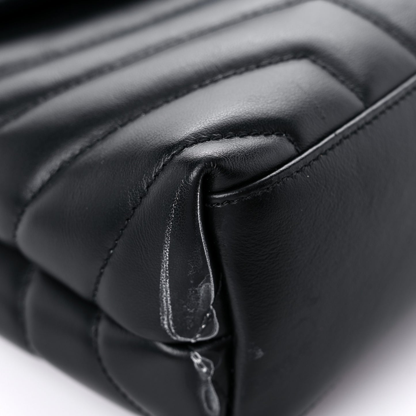 Calfskin Y Quilted Monogram Monochrome Small Loulou Chain Satchel Black