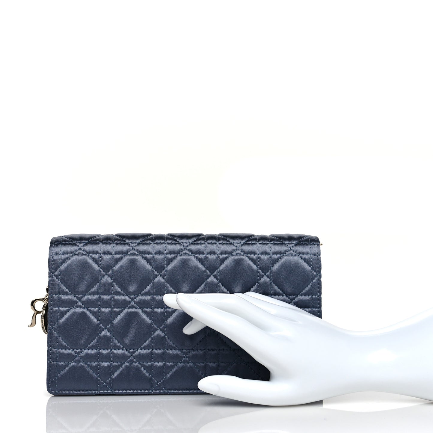 Satin Cannage Lady Dior Clutch Blue