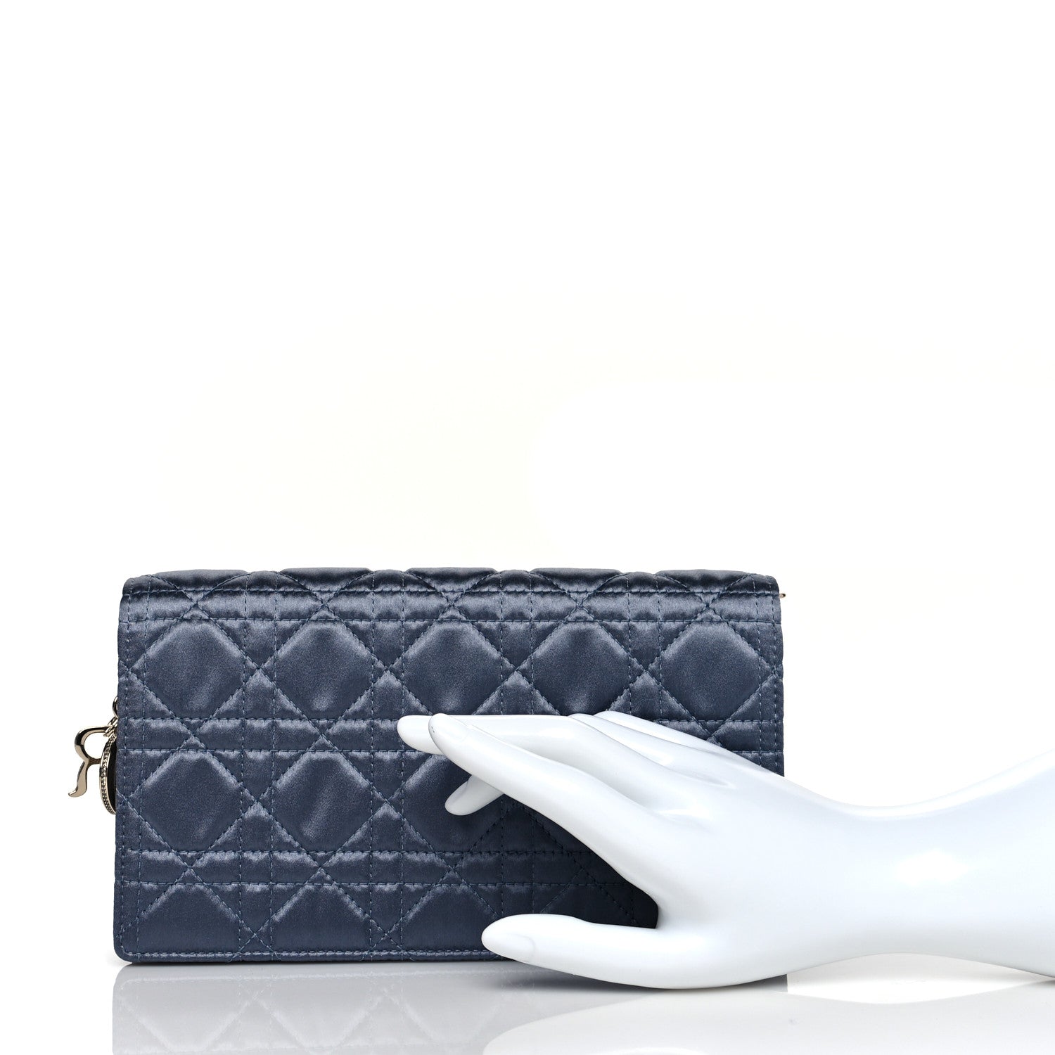 Christian Dior Satin Cannage Lady Dior Clutch Blue 2 of 12