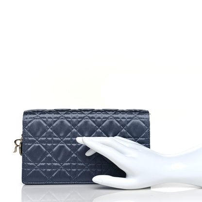 Christian Dior Satin Cannage Lady Dior Clutch Blue 2 of 12
