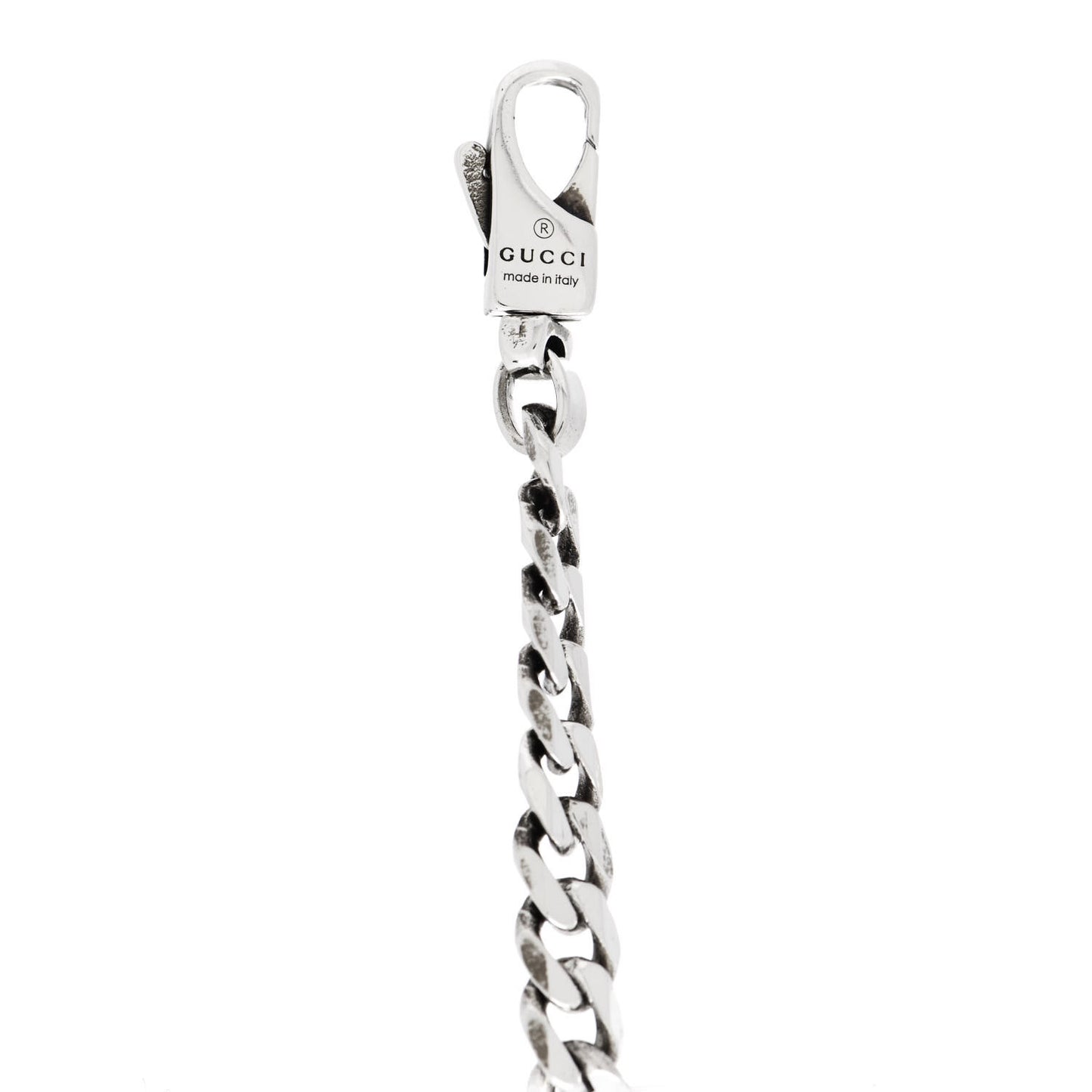 Sterling Silver Enamel Interlocking G Curb Chain Bracelet Black