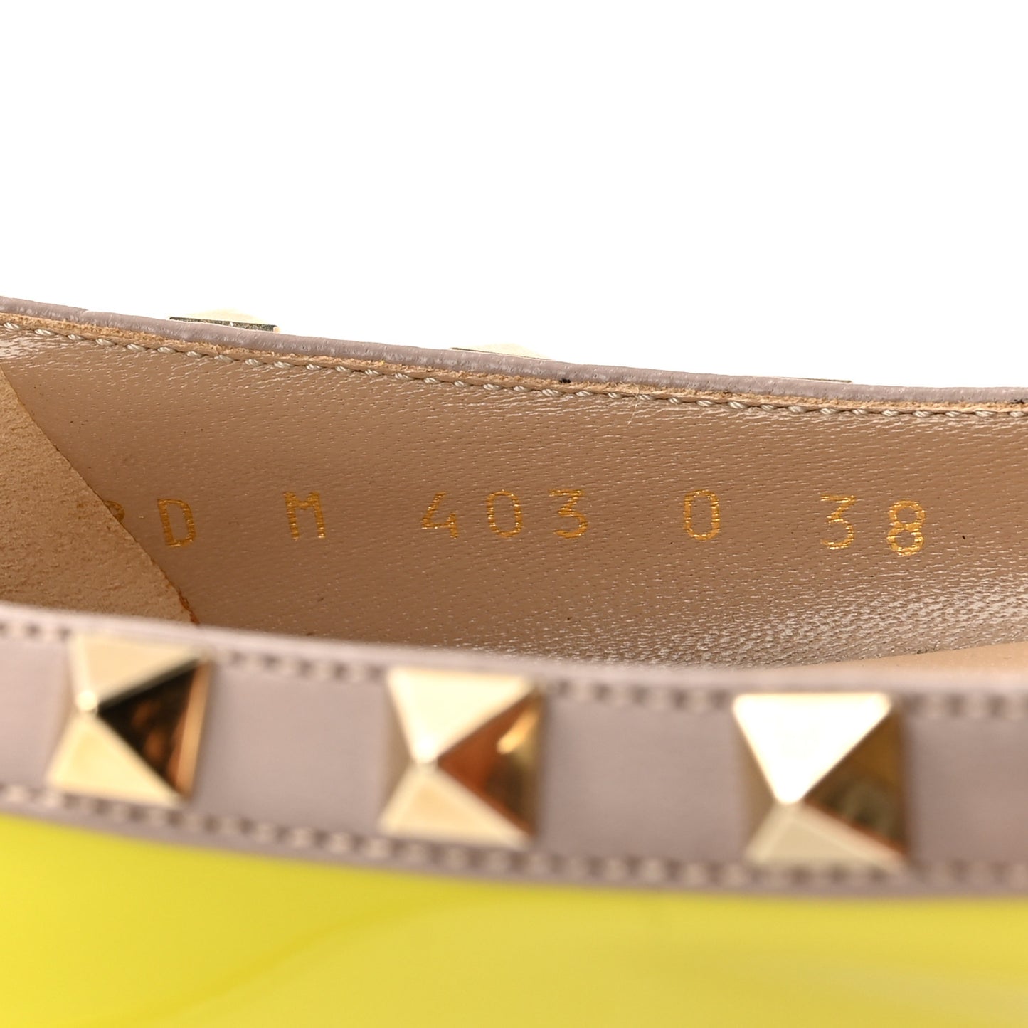 Patent Nappa Rockstud Ballerina Flats 38 Acid Yellow