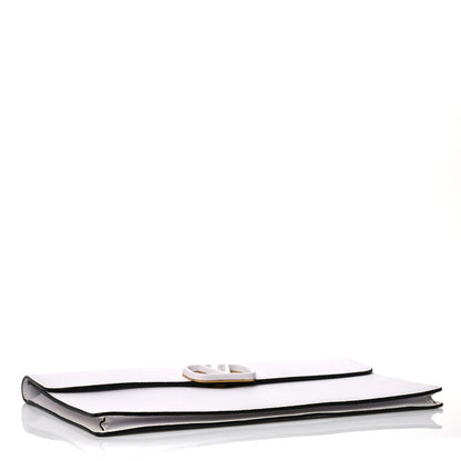 Valentino Garavani Grainy Calfskin Large Vlogo Clutch Optic White 4 of 12