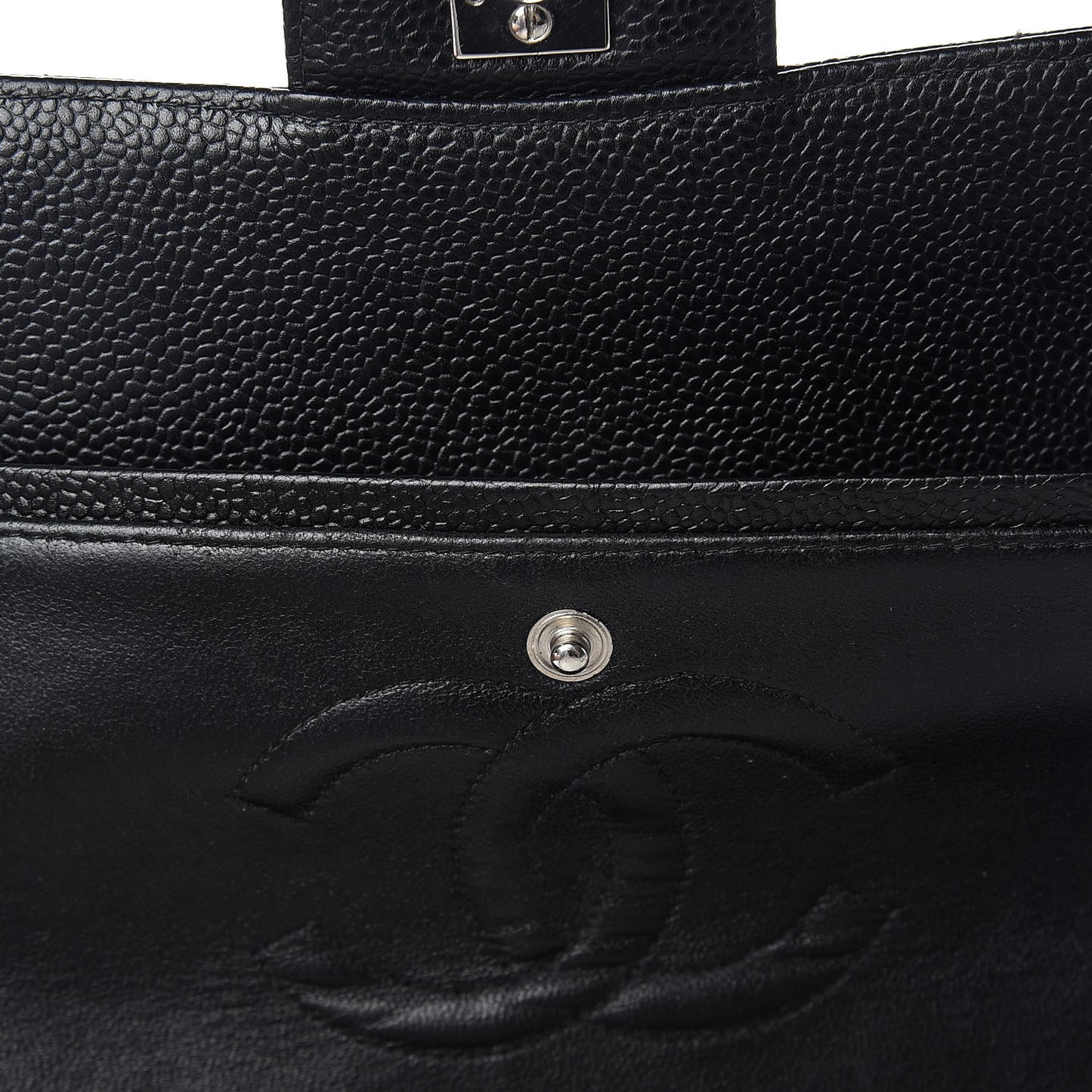 Caviar Quilted Medium Double Flap Black