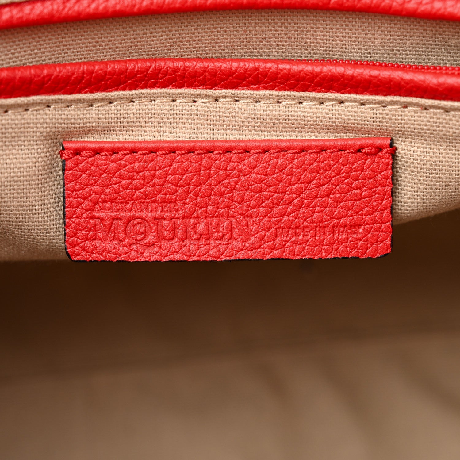 Alexander McQueen Pebbled Calfskin Small Skull Padlock Zip Around Tote Red 6 of 12