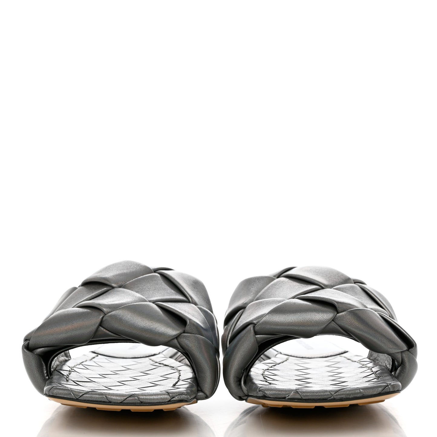 Laser Nappa Maxi Intrecciato Lido Flat Sandals 38 Oyster