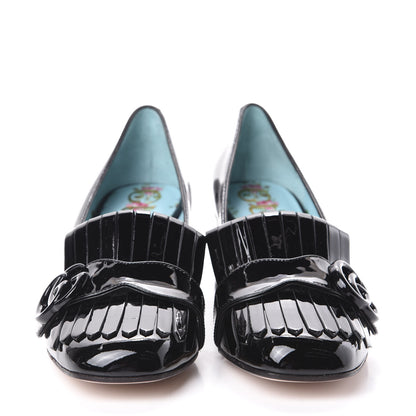 Gucci Vernice GG Marmont Fringe 50mm Loafer Pumps 37 Black 2 of 7