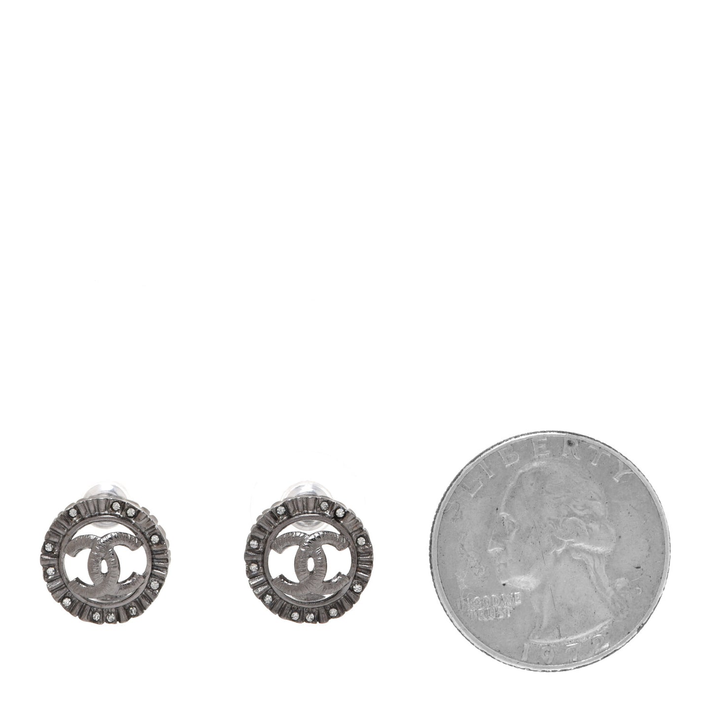 Ruthenium Crystal CC Round Earrings Silver