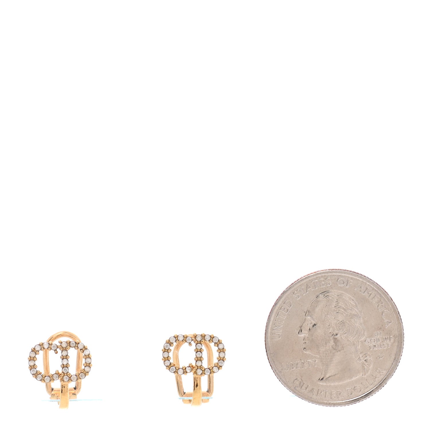 Christian Dior Crystal Clair D Lune Clip On Earrings Gold 2 of 4