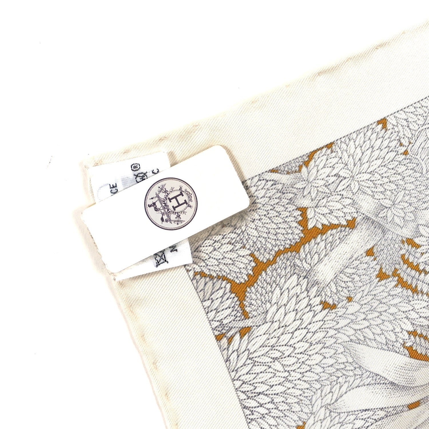 Hermes Silk Faubourg Tropical Scarf 90 Sepia White Caramel 3 of 3