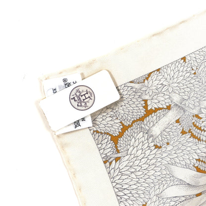 Hermes Silk Faubourg Tropical Scarf 90 Sepia White Caramel 3 of 3