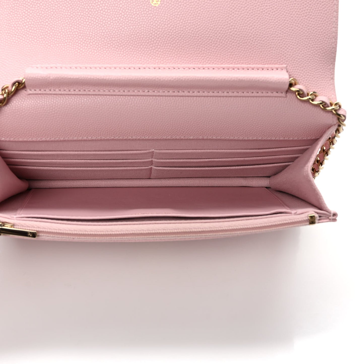 Caviar Quilted Wallet on Chain WOC Light Pink