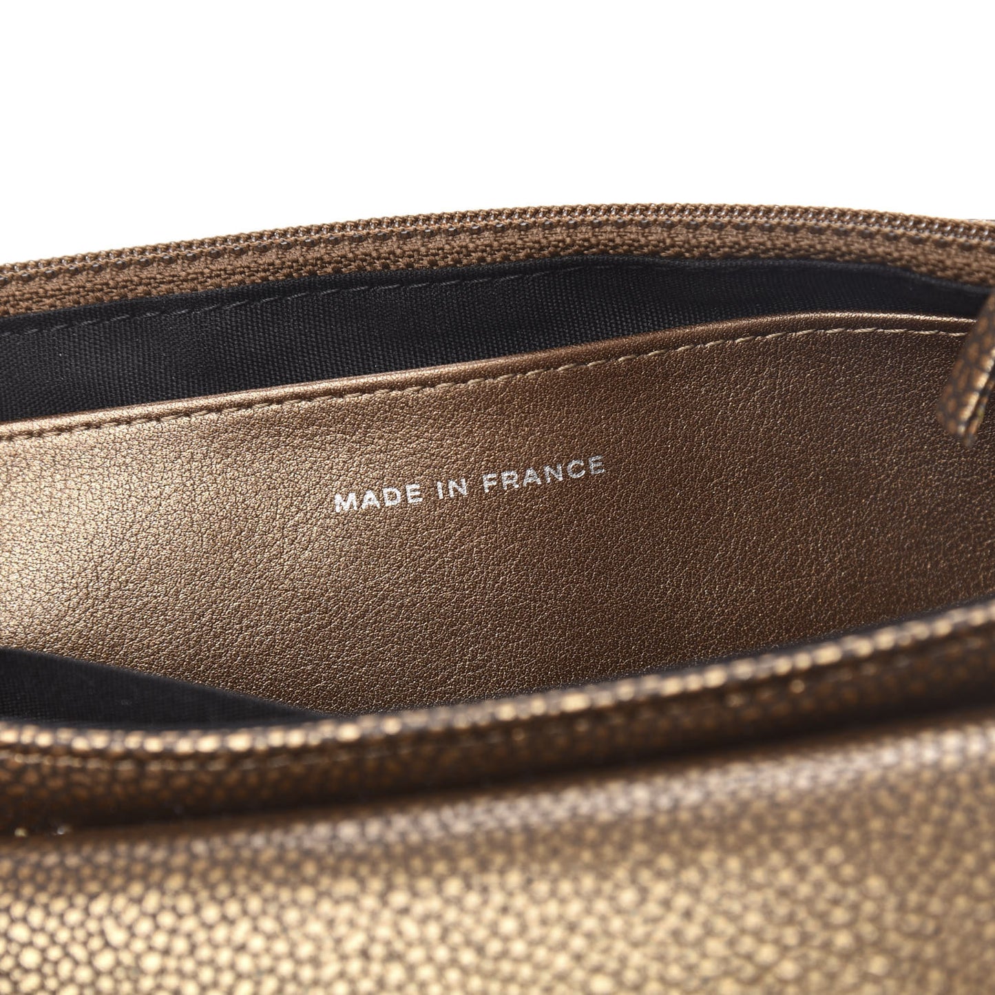 Metallic Caviar Half Moon Wallet On Chain WOC Bronze