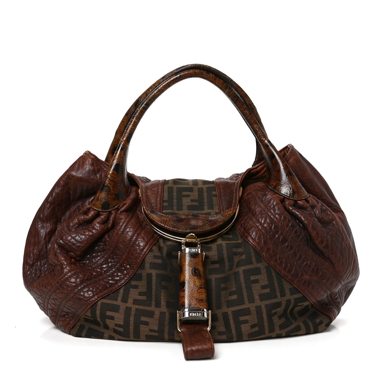 Fendi Zucca Nappa Nuvolata Vitello Tortuga Spy Tobacco Moro 1 of 11